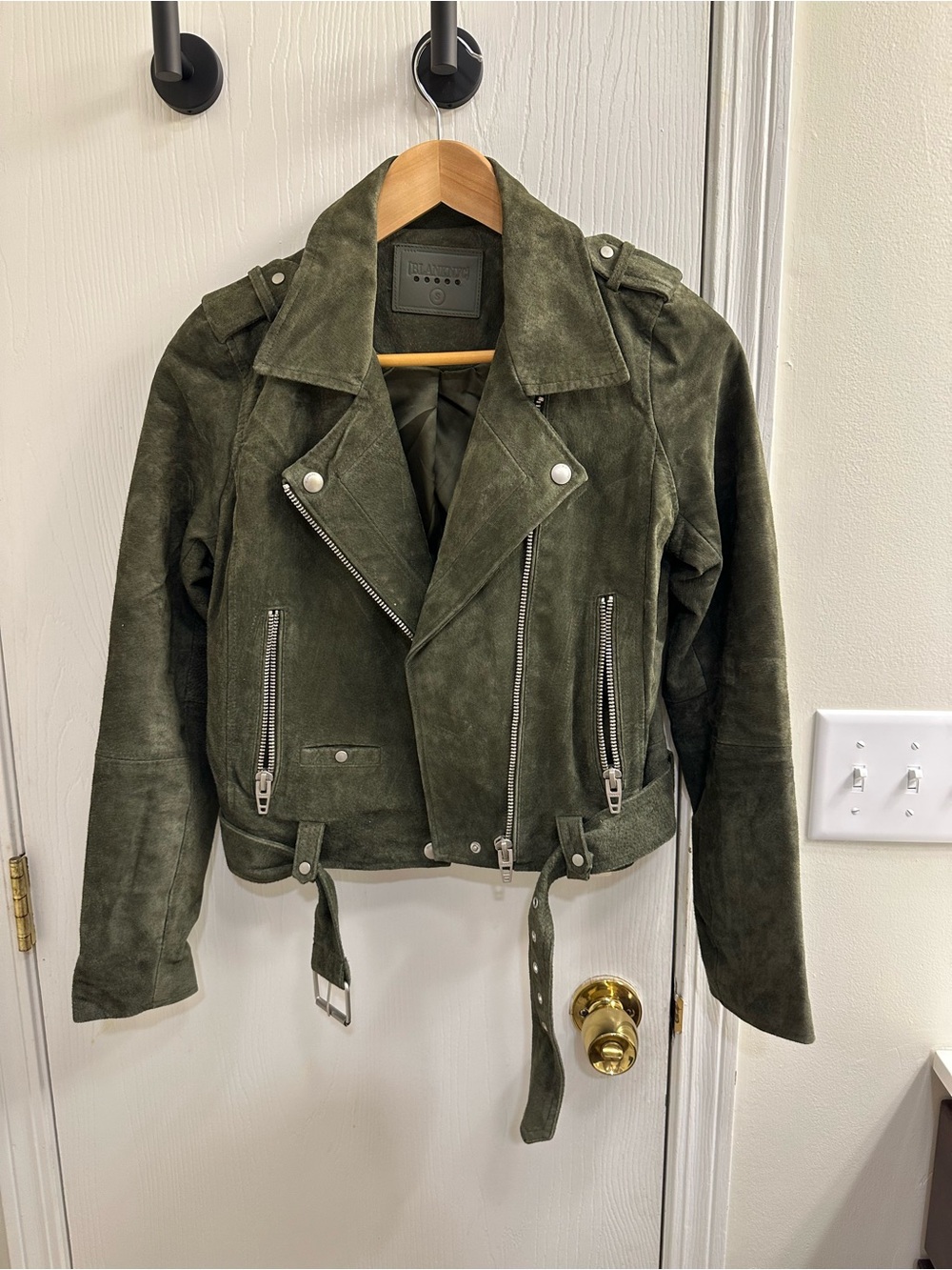 Blank NYC Olive Green Suede Moto Jacket